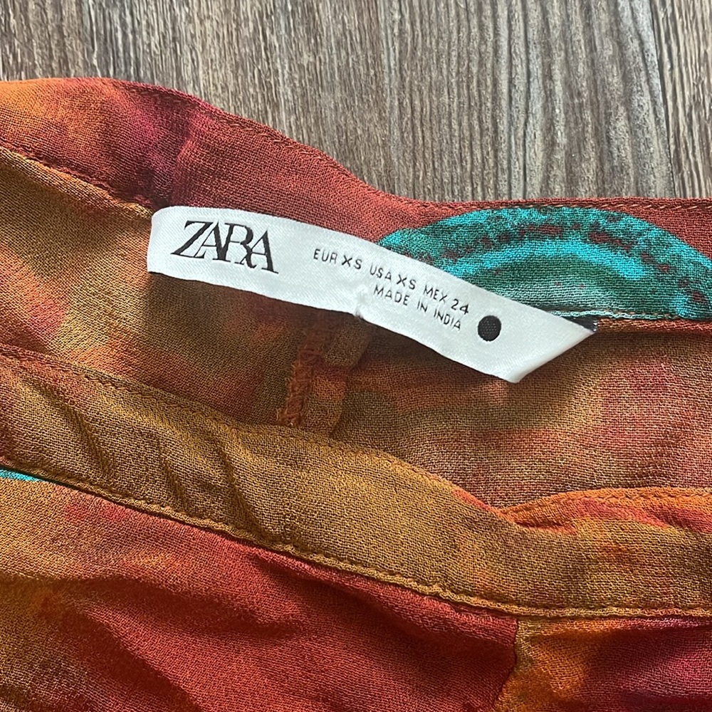 Zara Boho Vacation Groovy Hippie orange Sheer Flowy Swim cover Pants - Picture 3 of 4